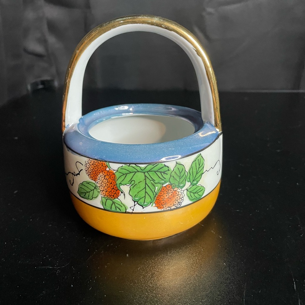 Handcrafted Gold and Blue Ceramic Art Bowl